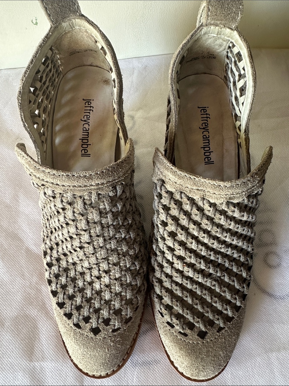 Jeffrey Campbell booties suede diamond cutouts design 7.5